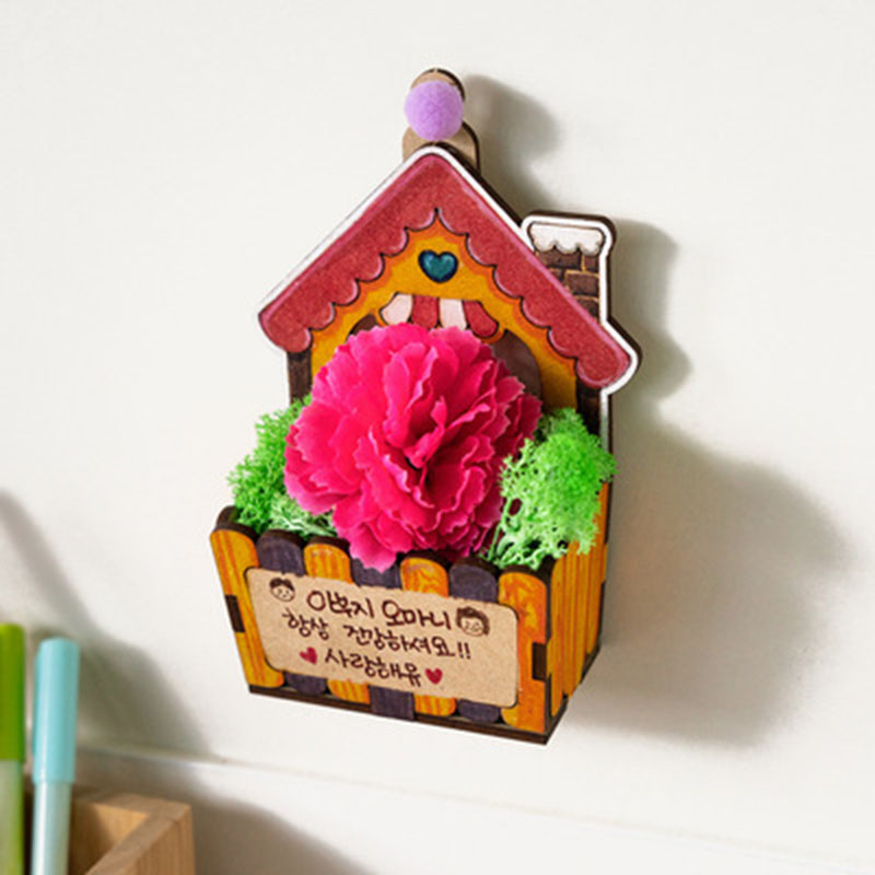 父亲节母亲节不织布康乃馨花篮儿童手工diy制作彩绘画感恩节礼物