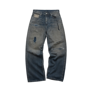 ESOTERIC THING水洗刀割破坏牛仔裤WASHED DISTRESSED JEANS