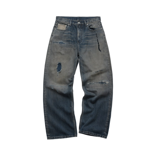 ESOTERIC THING水洗刀割破坏牛仔裤WASHED DISTRESSED JEANS