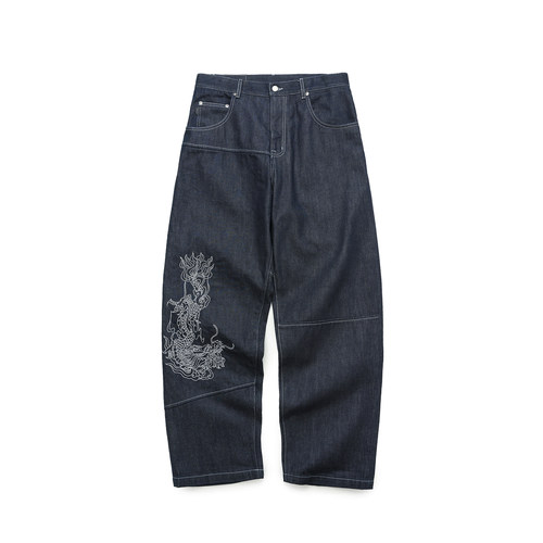 ESOTERIC喜行乐银线刺绣原色牛仔SILVER THREAD RAW DENIM JEANS