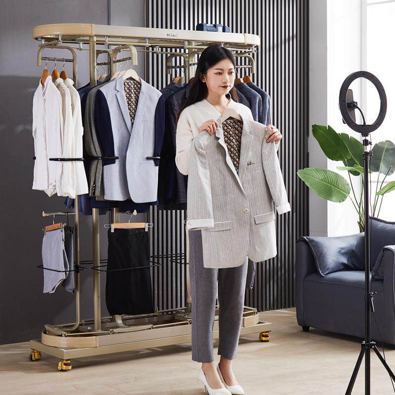 德国卡罗莎可移动360度旋转衣架服装直播衣架衣帽间收纳架直播展