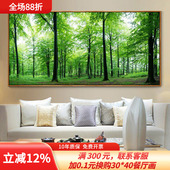 现代简约森林装 饰画客厅卧室床头大树风景墙壁画长青树林餐厅挂画