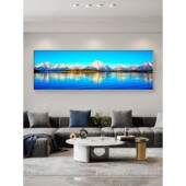 雪山风景装 日照金山壁画山水办公室挂画 饰画客厅沙发背景墙横版