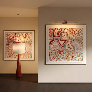 现代简约客厅装 饰画抽象高档艺术玄关方形大白墙挂画沙发背景墙画