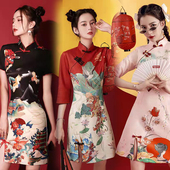 出租短款 旗袍改良款 遮肚子国潮风闺蜜学生写真庆典活动显瘦民国风