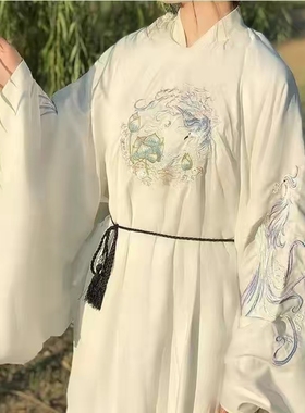 宋制圆领袍汉服租赁男女CP古装仙气儒雅书生白色公司晚会演出写真