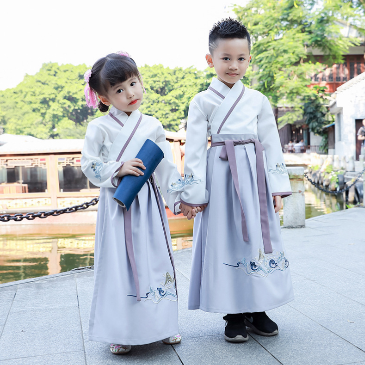出租儿童汉服幼儿园表演古装亲子装全家福男女中国风传统小学服装-封面