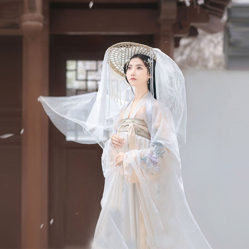 魏晋汉服出租白色传统超仙女齐胸襦裙旅游个性写真毕业拍照演出服