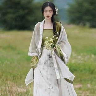 租借汉服女宋制成人款传统国风宋抹齐腰襦裙超仙素雅清新日常可穿