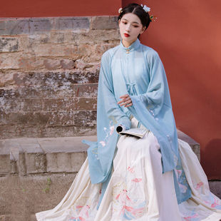 出租汉服明制长衫刺绣襦裙传统对襟立领中国风女淡雅日常年会表演
