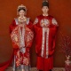 整套拖尾嫁衣新娘新郎圆领古装 出租婚服明制中式 婚礼凤冠霞帔大码