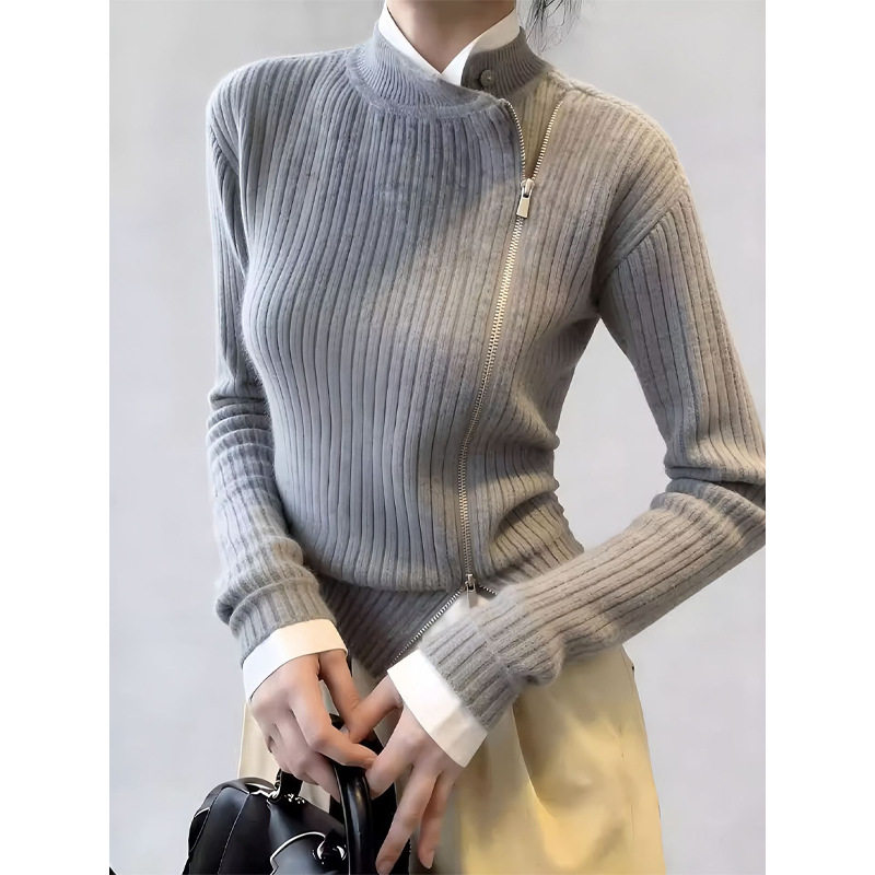 半拉链高领撞色打底衫内搭长袖女2026新款春季特别漂亮的掐腰上衣