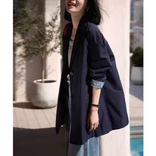 翻领一手长风衣外套秋 内里撞色 纸片人