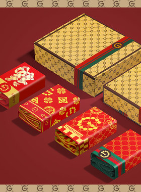 GDAD本命年男士内裤纯棉蛇年新款四角裤男生大红色抗菌新年礼盒装