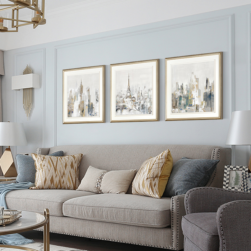 客厅装饰画大气现代美式挂画卧室床头轻奢简美沙发背景墙壁画建筑图片
