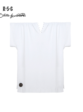 RSG郭培成衣品牌原创设计纽扣新中式纯棉T恤上衣