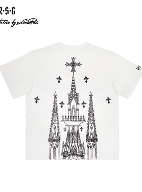 RSG郭培成衣品牌原创水钻镶饰oversize建筑设计夏季新款T恤