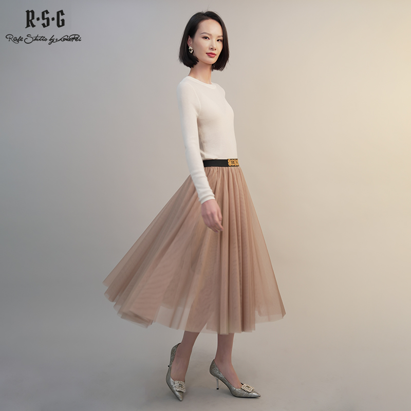 郭培成衣RSG「双生纱梦」网纱裙半身裙垂坠中长款a字大摆裙2025女