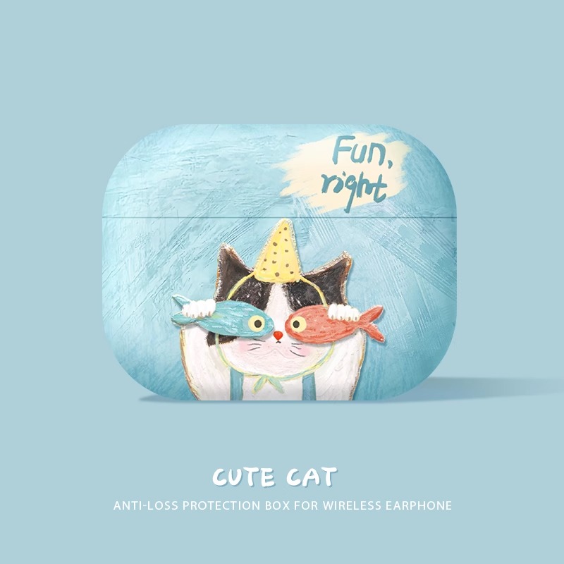 适用airpods4保护壳苹果耳机4代套硅胶ipods可爱airpod蓝色猫咪ins风二代蓝牙盒四代降噪版3软壳airpodspro2