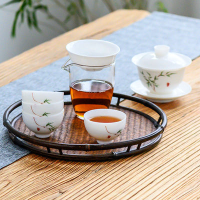 白瓷盖碗旅行茶具套装家用简约出门功夫茶壶户外便携快客杯泡茶器