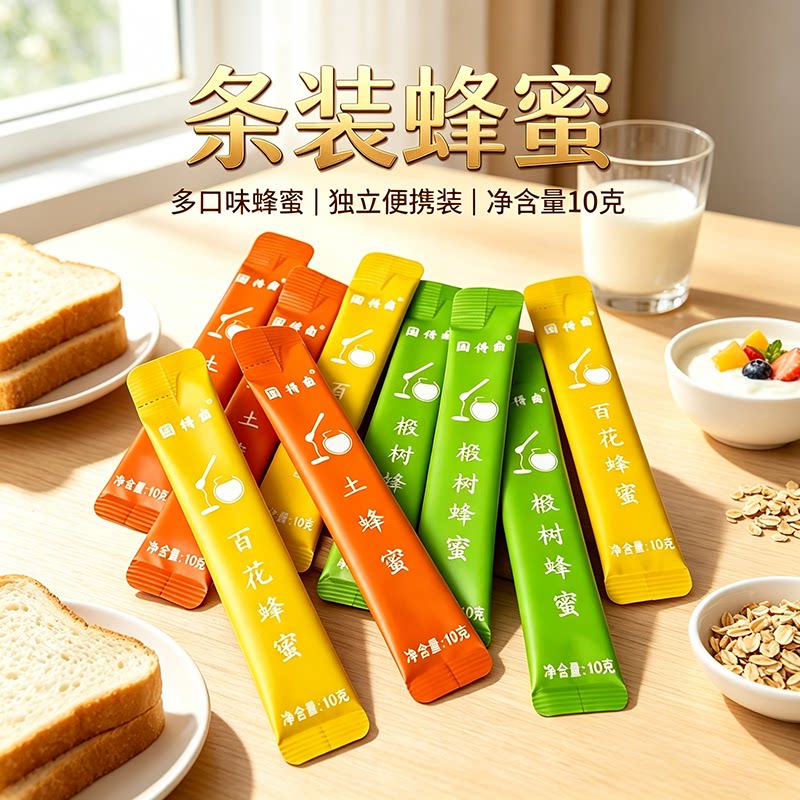 小袋装蜂蜜10g小包装便携条状蜂蜜散装土蜂蜜纯正品天然百花蜂蜜