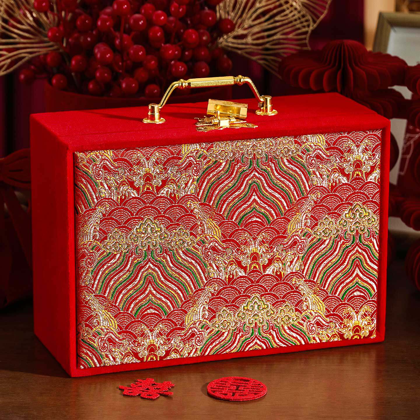 订婚彩礼钱盒子五金彩礼一体盒