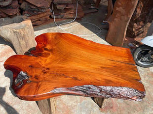 缅甸花梨木大板桌平板大果紫檀茶桌茶几树根老料长131宽58-95厚8