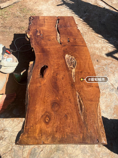 缅甸柚木瓦城料干泡台平板大板桌电视柜吧台茶桌茶几长184宽70厚5