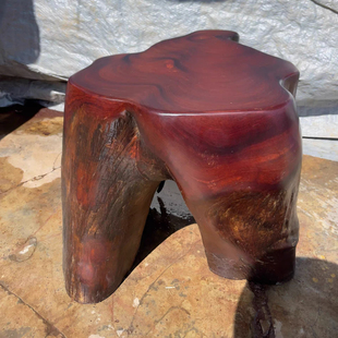 缅甸花梨墩子木桩底座花台根雕树根圆形实木凳子高37直径30-40cm