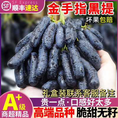 澳洲金手指葡萄新鲜蓝宝石无籽黑提新鲜美人指孕妇葡萄水果礼盒