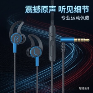 适用华为vivo小米OPPO手机通用type-c圆孔带麦入耳式有线耳机