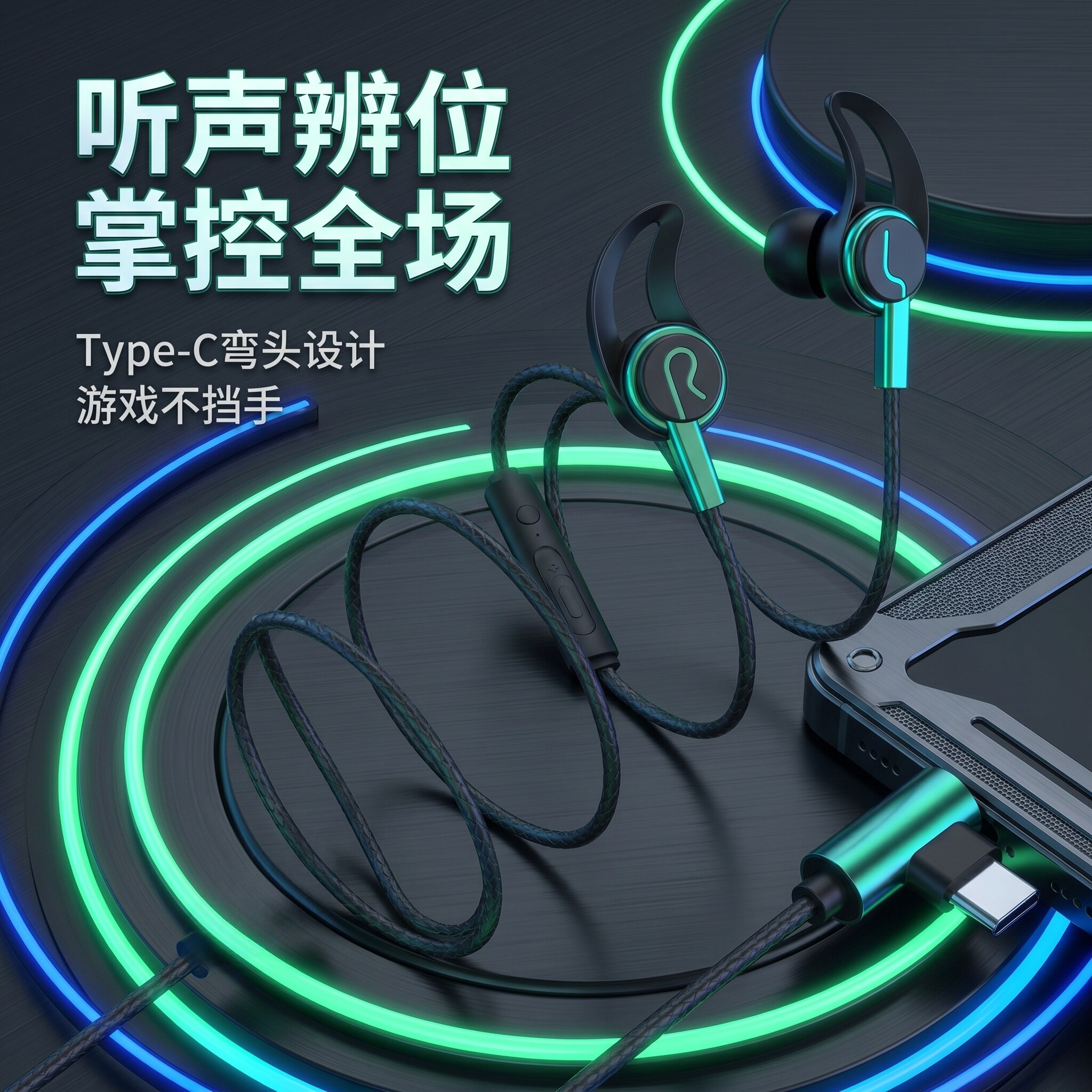 适用OPPO华为vivo小米手机通用typec-c听力带麦k歌入耳式有线耳机