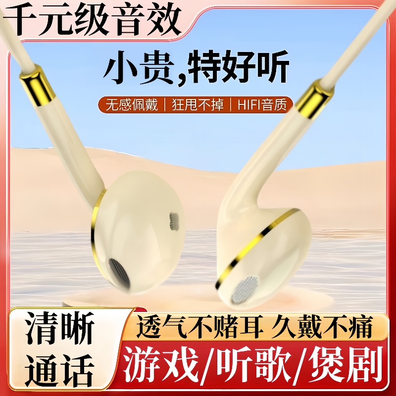 耳机有线typec高音质线控带麦K歌通话入耳式通用带麦耳机游戏电竞