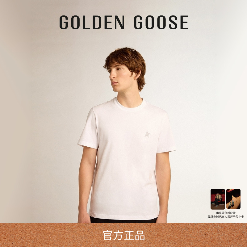 GoldenGoose男士白色棉质T恤