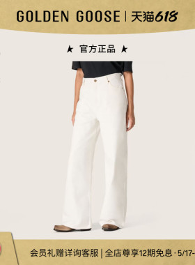 Golden Goose520礼物女Golden 女式男友风做旧白色牛仔裤GGDB