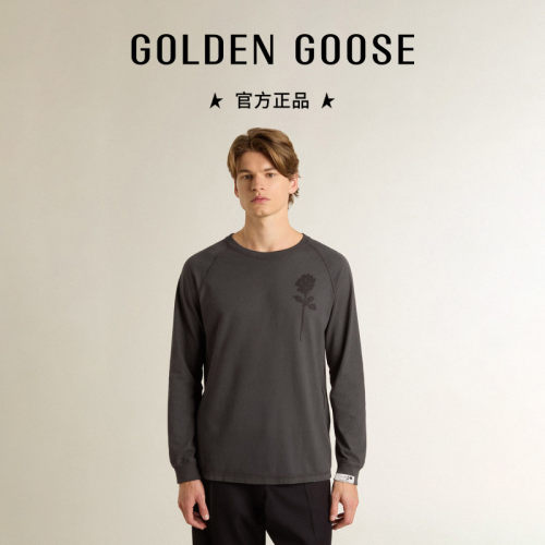Golden Goose男士Journey系列黑色印花长袖卫衣GGDB