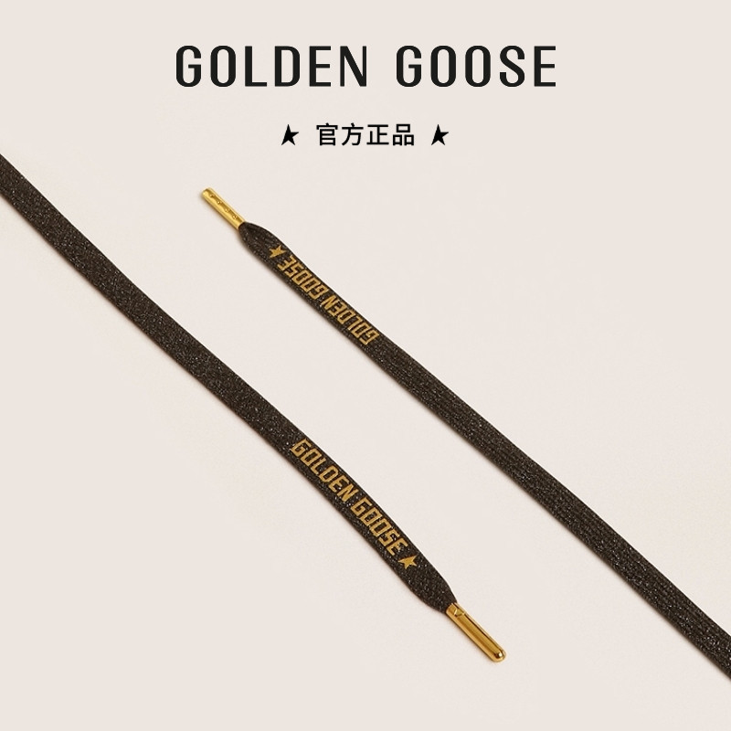 GoldenGoose金色Logo深灰色鞋带图片