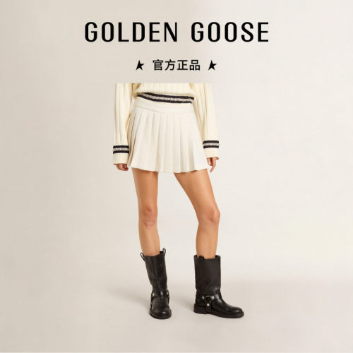 Golden Goose女Star白色百褶迷你短裙GGDB