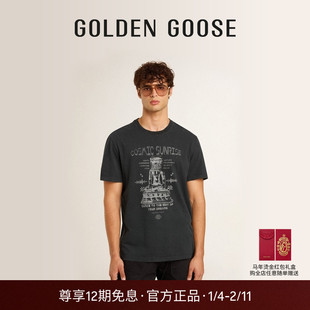 Golden Goose男装Journey黑色印花图案T恤25新品GGDB