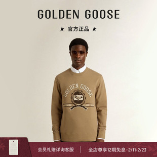 Golden Goose男Journey Collection印花浅褐色棉质卫衣GGDB