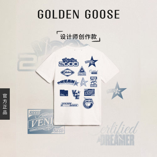 【创作款】Golden Goose情侣款GOLDEN系列丝网定制圆领T恤
