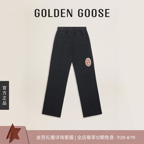 GoldenGoose女款布贴直筒裤