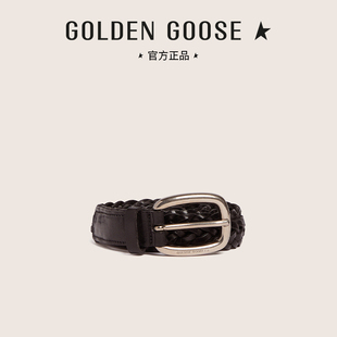 Belt 黑色编织结构针扣皮腰带 女款 Goose 明星同款 Golden