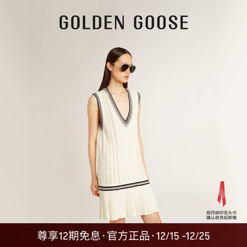 Golden Goose女JOURNEY罗纹仿水晶装饰连衣裙GGDB