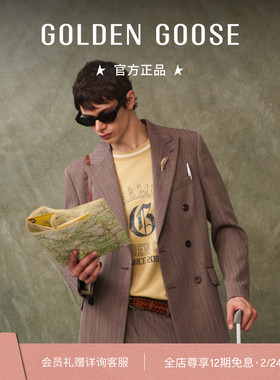 Golden Goose男JOURNEY系列印花黄色棉质T恤GGDB