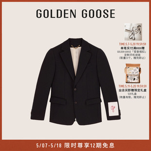 男装 Goose Golden 外套 明星同款 深蓝色单排扣休闲西装