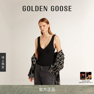 Goose女Journey 線上限定 Golden GGDB 黑色V領緊身連體衣新款