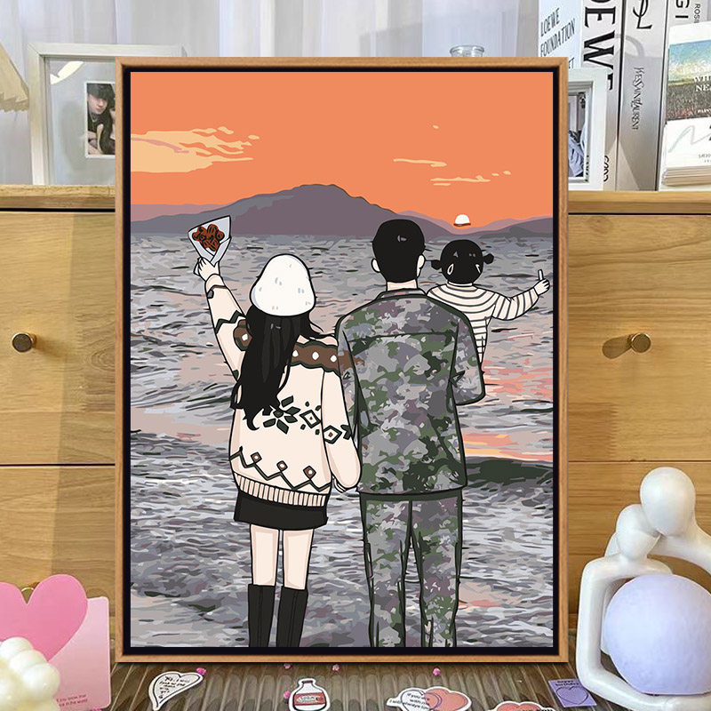 情侣军恋定制diy数字油画