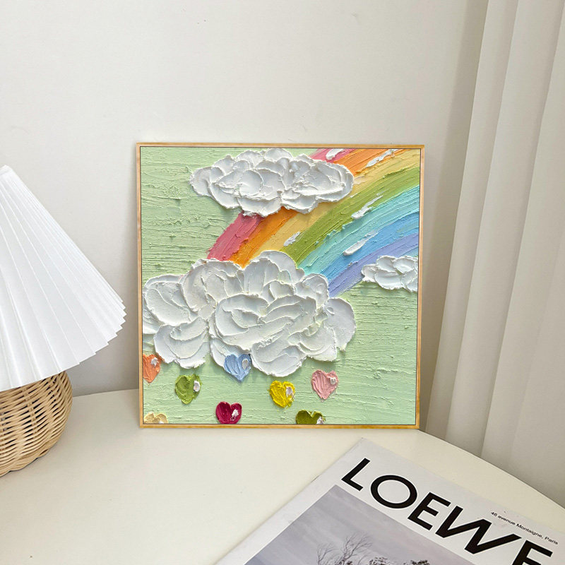 彩虹天气石英砂肌理画diy材料数字油画填充手工礼物油彩丙烯装饰