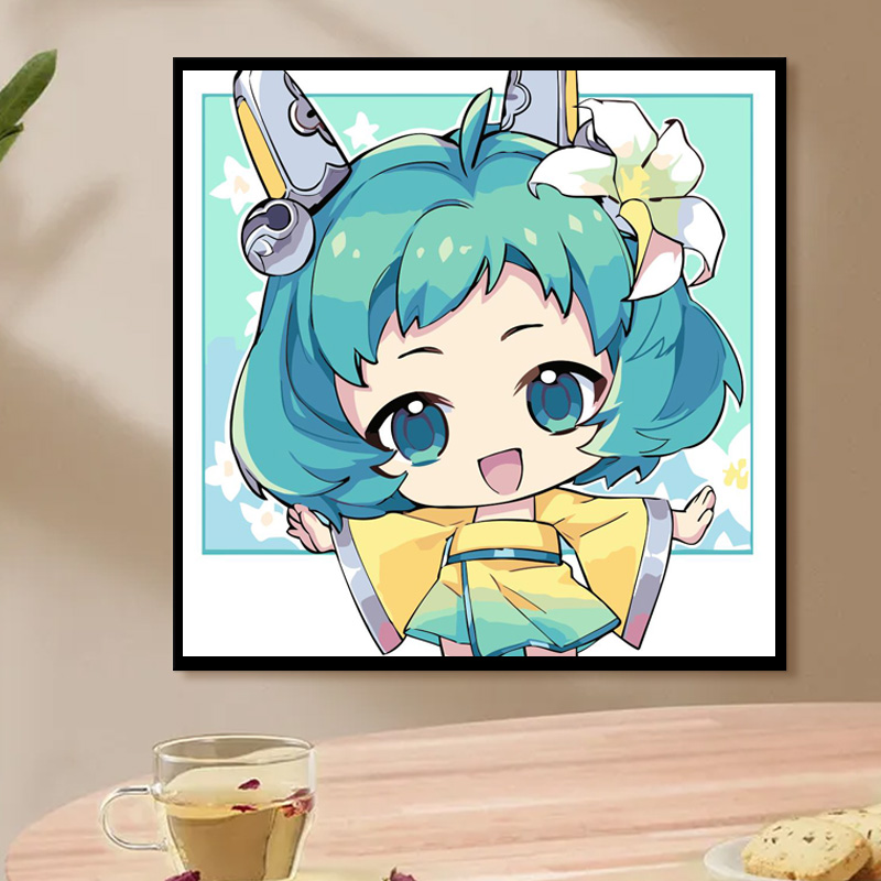 王者荣耀q版露娜数字油画diy填色情侣cp手工生日礼物女装饰画挂画